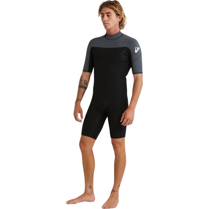 2024 Quiksilver Mens Everyday Sessions 2mm Back Zip Shorty Wetsuit EQYW503031 - Black / Gun Metal